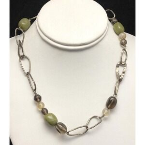 Vintage Silpada Quartz & Agate‎ Sterling Silver 925 - 17.5'' Chain Necklace 34g